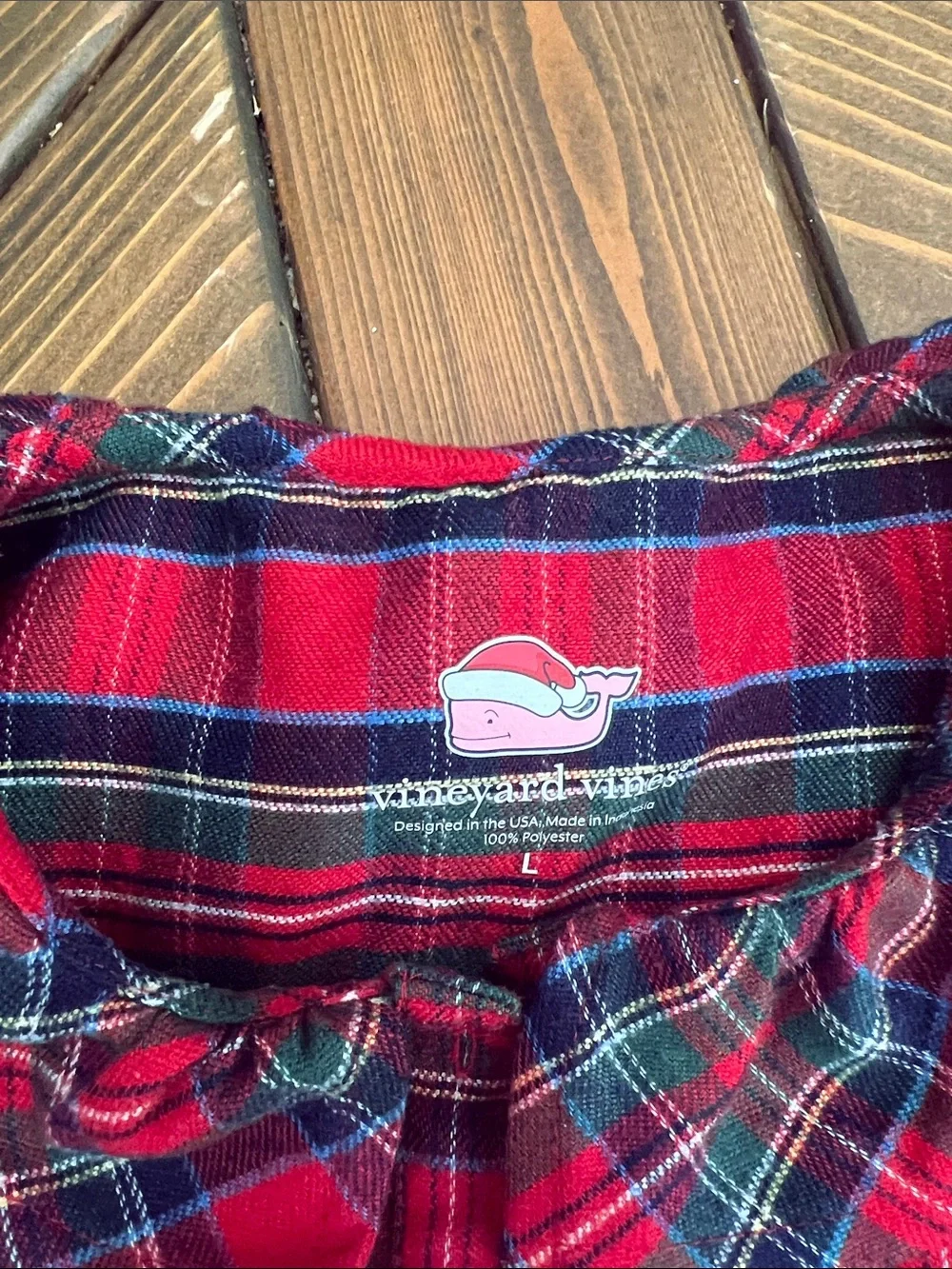 Vineyard Vines Red and Green Plaid Ruffle-Trim Nightgown